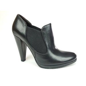 Ballerina Black Leather Bootie Chelsea Block Heel Shoes Size 8 Made in Italy